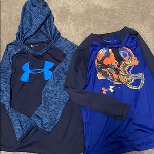 2 boys Under Armour long sleeved shirts
